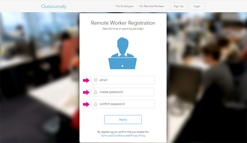 نحوه ثبت‌نام در سایت outsourcely