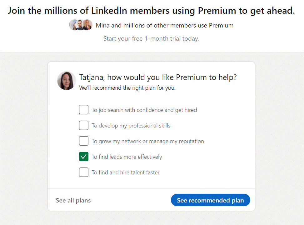 توصیه های لینکدین برای اکانت پریمیوم